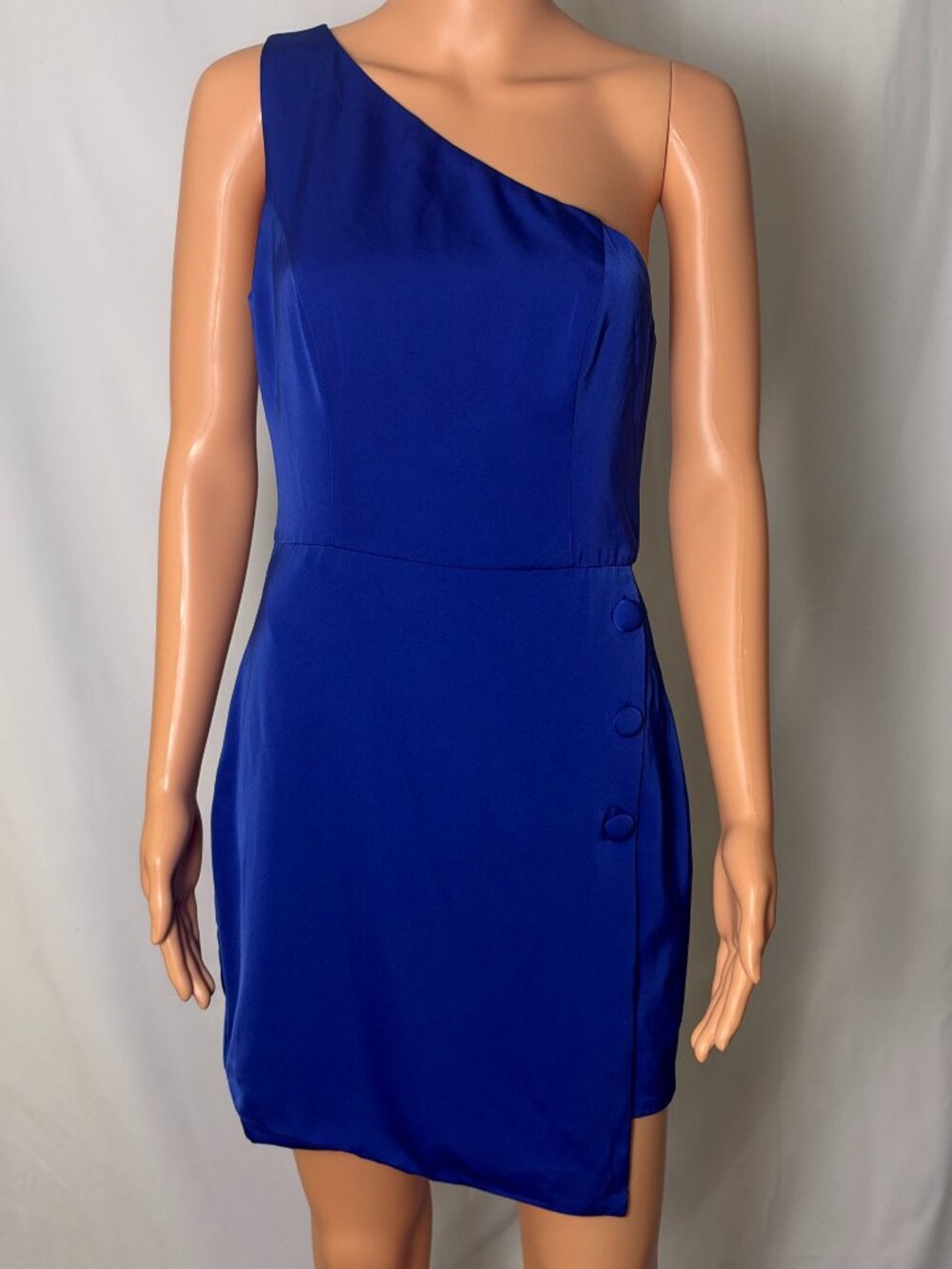 NWT NBD Tere Mini One-Shoulder Dress Cobalt Blue Size Small New With Tags